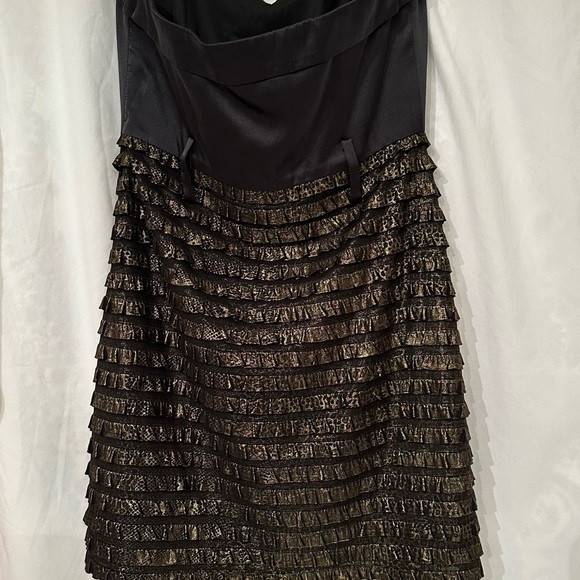 Be Seduced Black and Gold Ruffled Mini Dress - Picture 5 of 6
